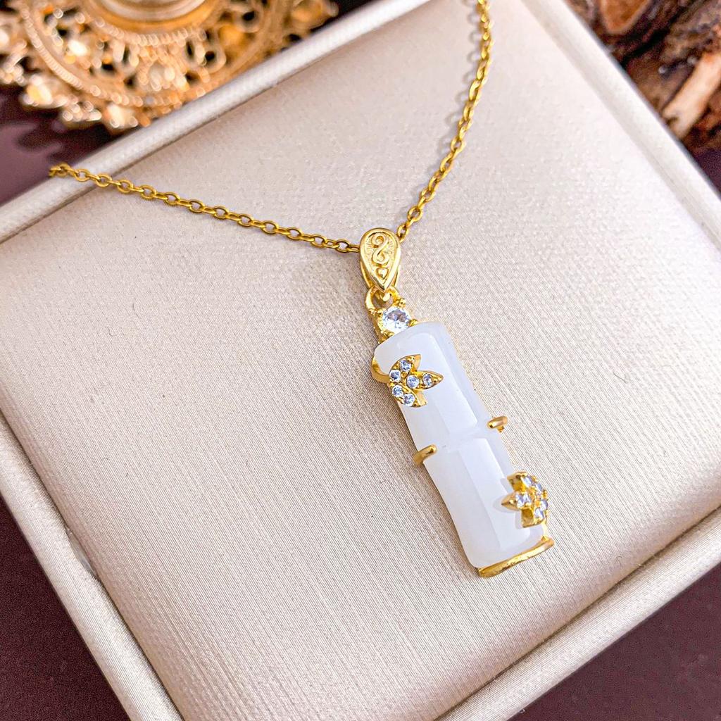Necklace hot-selling green bamboo titanium steel necklace accessories women's popular fashion temperament versatile Korean version collarbone chain