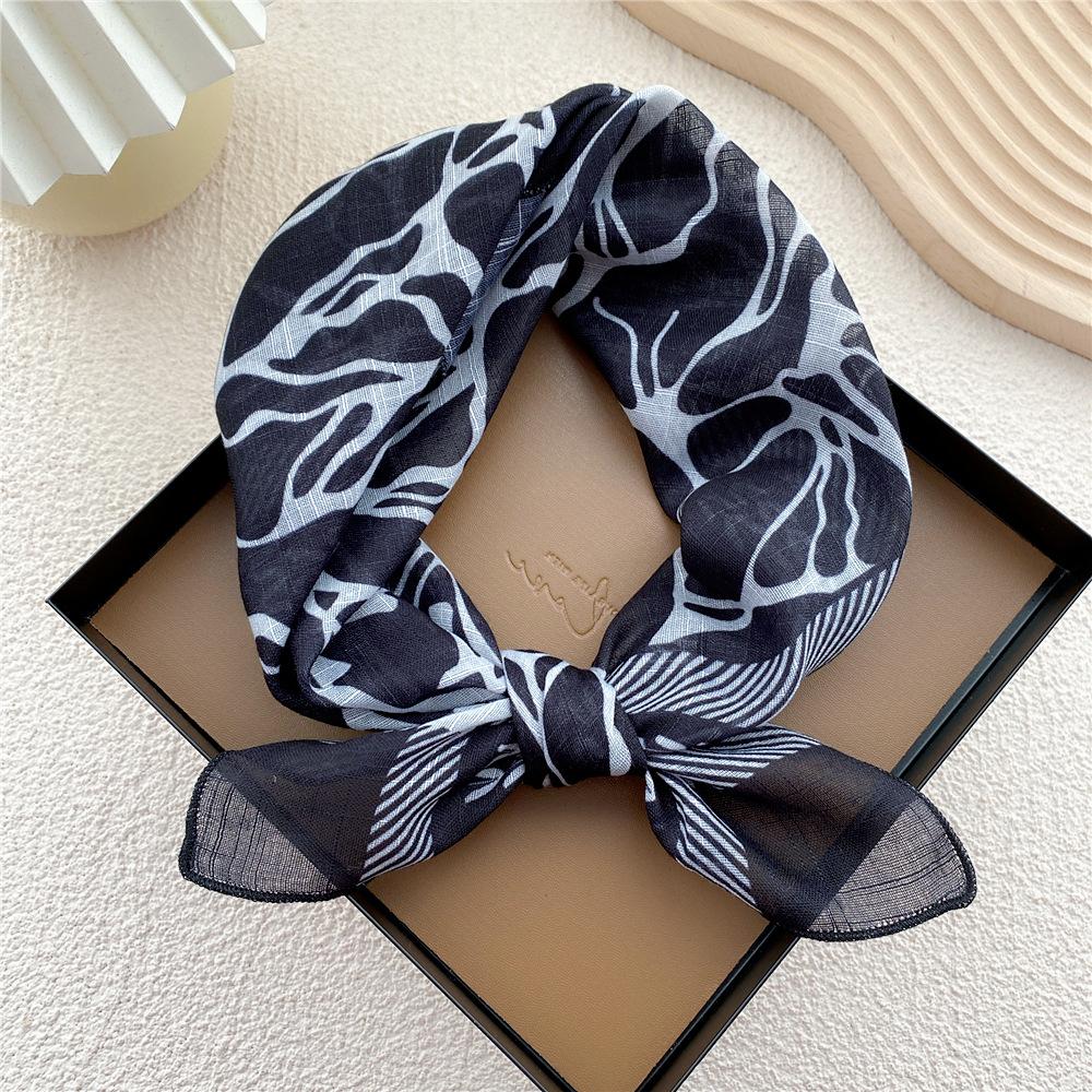 Маленький квадратный шарф из хлопка и льна, шелковый шарф, женский, весна и осень, новый стиль, художественный и универсальный, модный, темпераментный шарф-повязка на голову