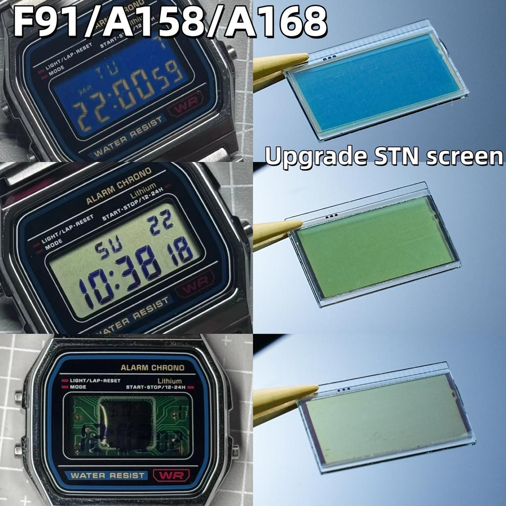 STN LCD Экран Для Casio F-91W F-105 A158 A159 A168 Серии Часов Модификация Обновление Высококонтрастный Дисплей Запасные Части