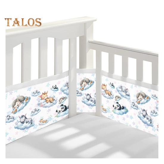 Дышащая сетчатая подкладка для кроватки с двухсторонними ремнями. Сетчатый барьер для безопасности детской кроватки. Простая установка. Защита конечностей. Бампер для кроватки.