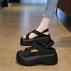2025 New Thick-soled Heightening Sandals Women's Summer Wear Small Men with Skirts High-heeled Beach Shoes Women's Muffin Soles