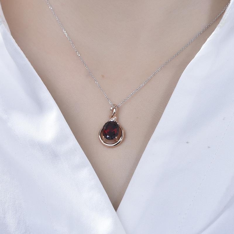 BELLA BOX Красный овальный красный цвет сокровище простой темперамент кулон ожерелье для женщин свадебные украшения