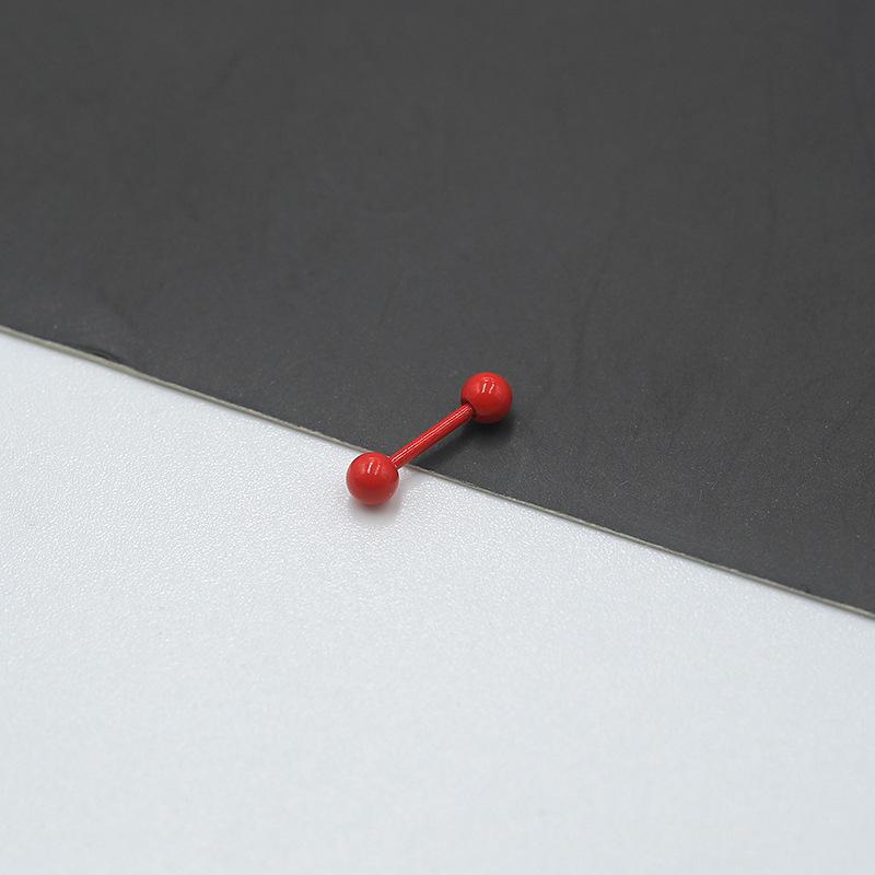 2Pcs Round Ball Dumbbell Fluorescent Titanium Steel Stud Ear Bone Stud Double Ball Thread Stud Ear