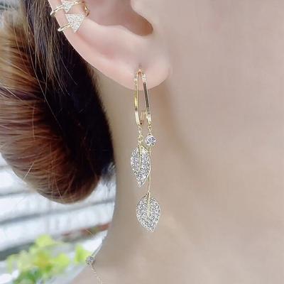 Серьги-подвески Yousheng Leaf для женщин, серьги-подвески в виде листьев из кубического циркония, подарок на День святого Валентина, день рождения, ювелирные изделия для нее