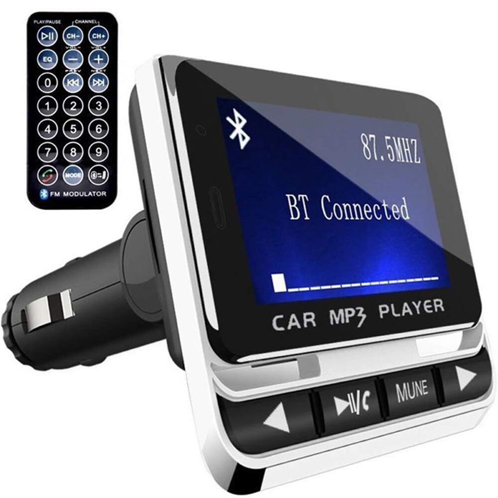 1,4-дюймовый ЖК-дисплей Автомобильный FM-передатчик MP3-плеер Bluetooth 5.0 Громкая связь Aux-комплект + Пульт ДУ