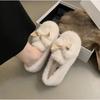 Fashion Fashion Bowknot Women Plush Flats Furry Mocasines Loafers Mujer Warm Cotton Shoes Ladies Slip On Sheep Fur Lined Shoes Zapatos