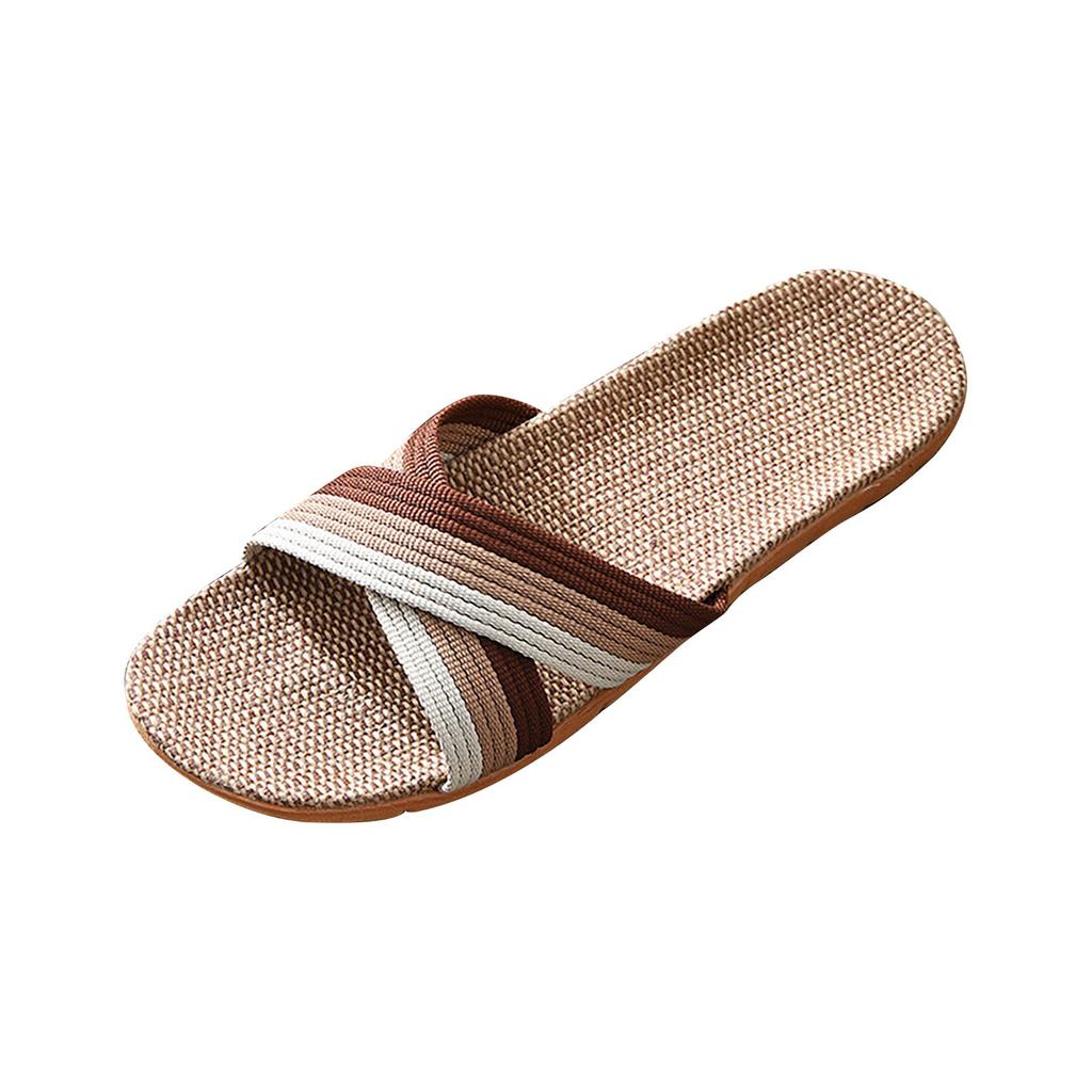 Мужские летние тапочки, домашние тапочки для пары, льняные повседневные тапочки, мужские тапочки