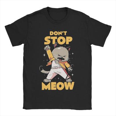 Футболки с надписью «Don't Stop Meow Singing Cat» для мужчин, футболка из чистого хлопка с круглым вырезом, короткий рукав, одежда, идея для подарка