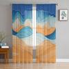 Gradient Lines Abstract Mountains Sheer Voile Window Curtains Tulle Curtains Living Room Balcony Decoration Drapes