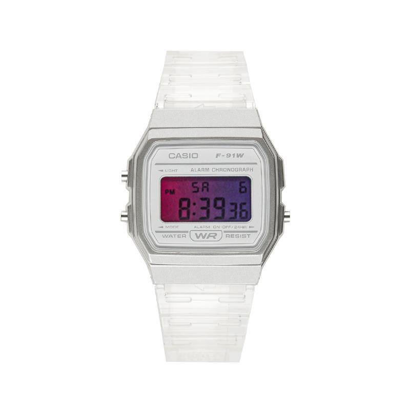 Casio Индивидуальные часы, модифицированная серия, тренд ледяной поток, модификация, водонепроницаемые, светящиеся, кварцевые, тот же стиль для мужчин и женщин, F-91WS-7