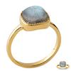 Позолоченное кольцо 'Клеопатра' золотой лабрадорит - 10x10 мм