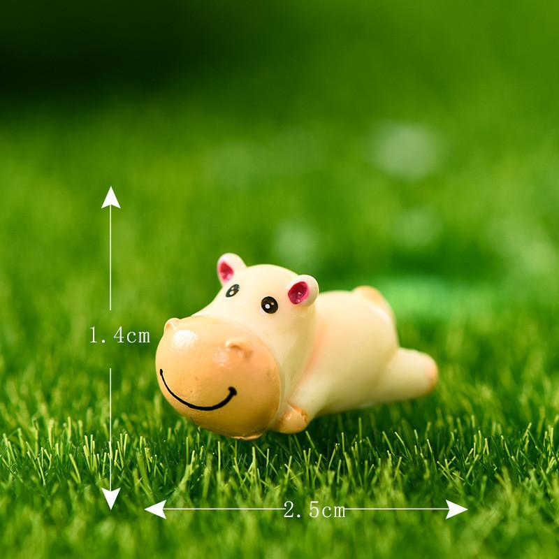Adorable Resin Diy Miniature Zodiac Ox Figurine Cartoon Style Home Decor
