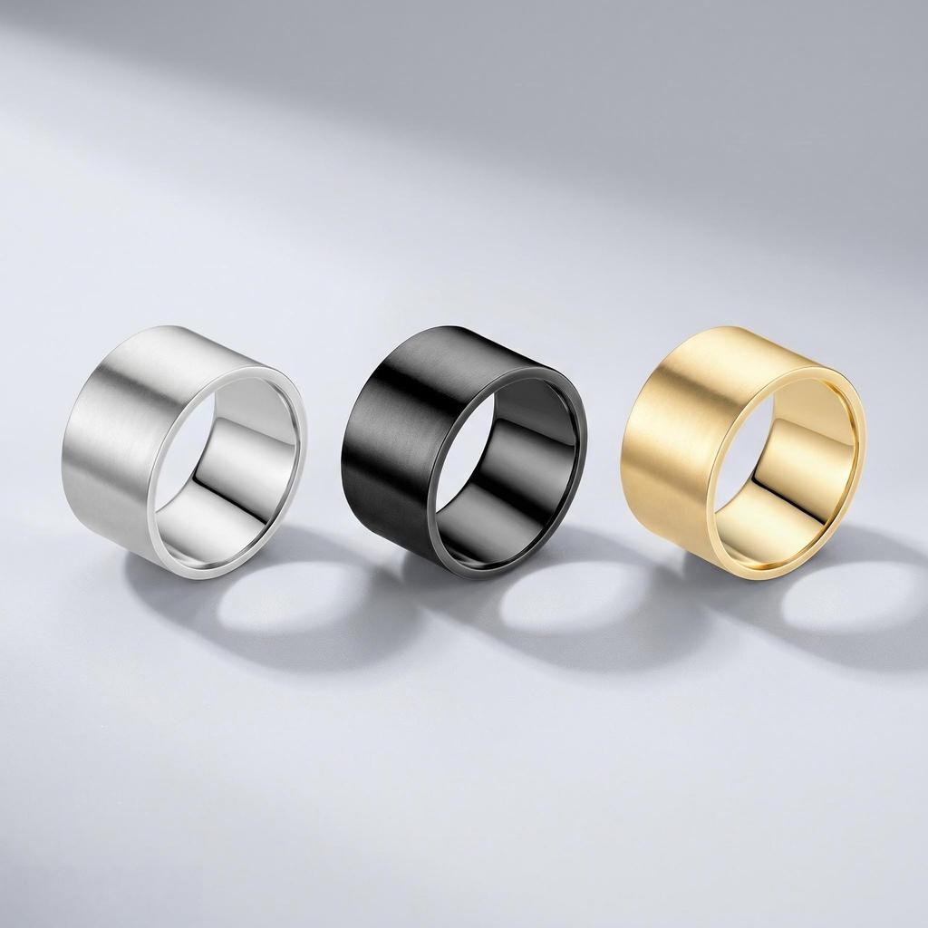 12mm Men's Titanium Steel Ring: Simple, Plain, Stainless Steel Couple Jewelry