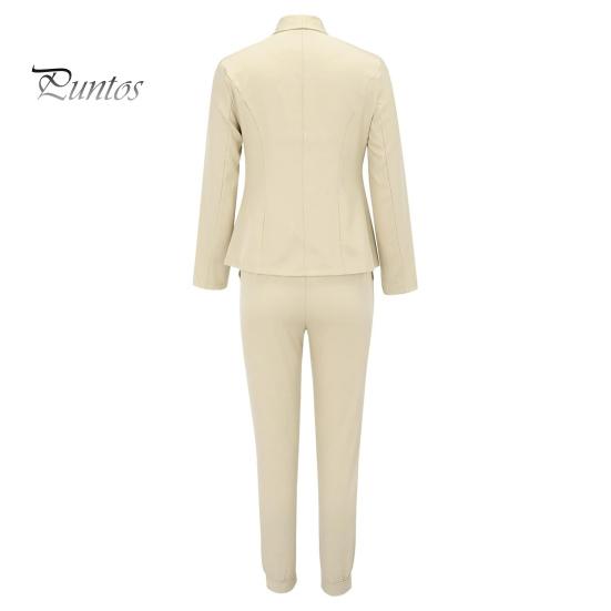 2 шт./комплект женский деловой пиджак брюки комплект с длинными рукавами приталенный кардиган с лацканами средней длины куртка эластичный пояс узкие брюки формальный деловой дорожный