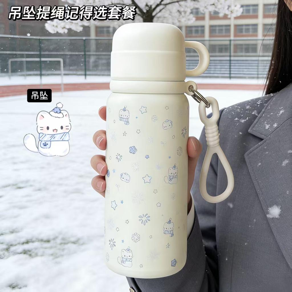 The new water cup is cute for girls to drink directly on campus. The large-capacity anti-drop thermos cup is portable to keep cold and hot when .