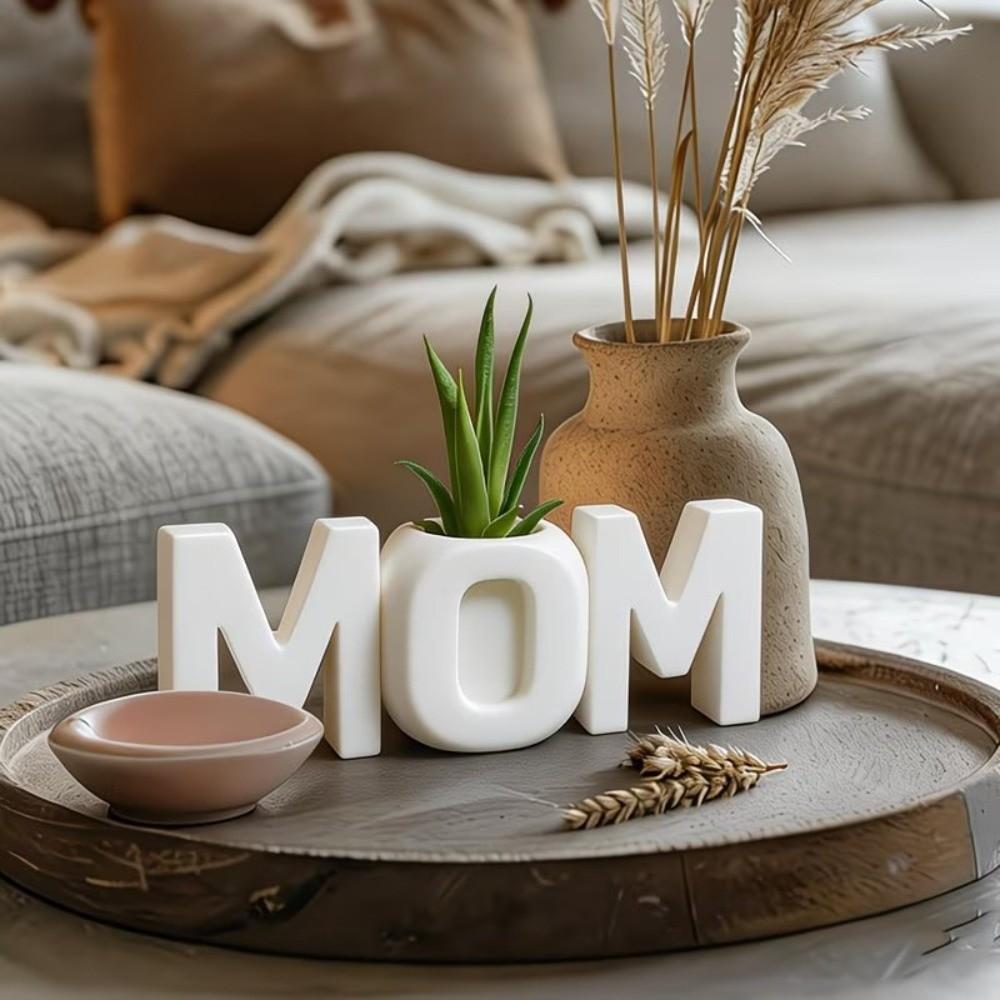 MOM Mom Letter Ornament Mom Flowerpot Shape Car Interior Ornament Mother's Day Gifts