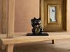 Gin-Yado Maneki Neko (Lucky Cat) - Black Lacquer, Right Paw Raised, Metal, Lucky Cat, Feng Shui Figurine, Takaoka Copperware (Maneki Neko BL)