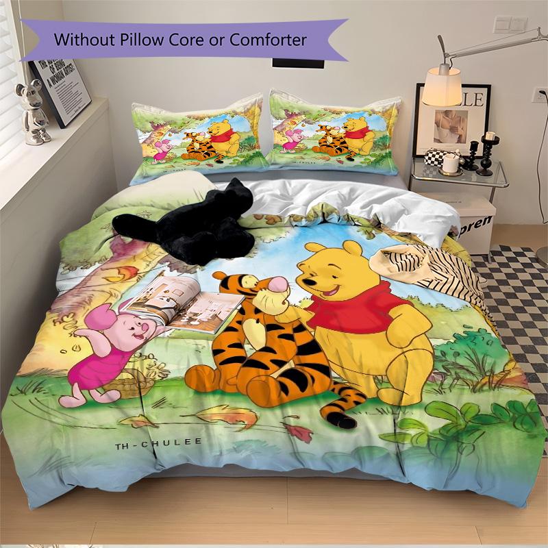 Pooh Piglet'S Adventure Print 3Pcs Bedding Setduvet Cover With 2 Bedropillowcase Home Birthday Gift