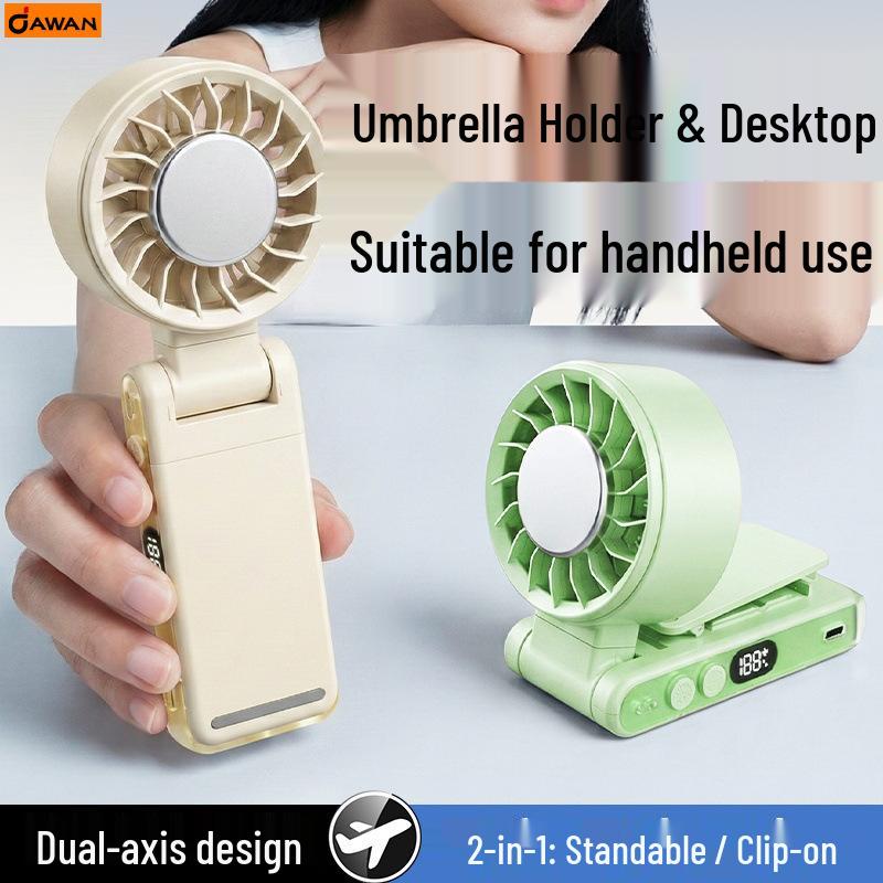 Portable Neck-Hanging USB Fan with Digital Display and Folding Design
