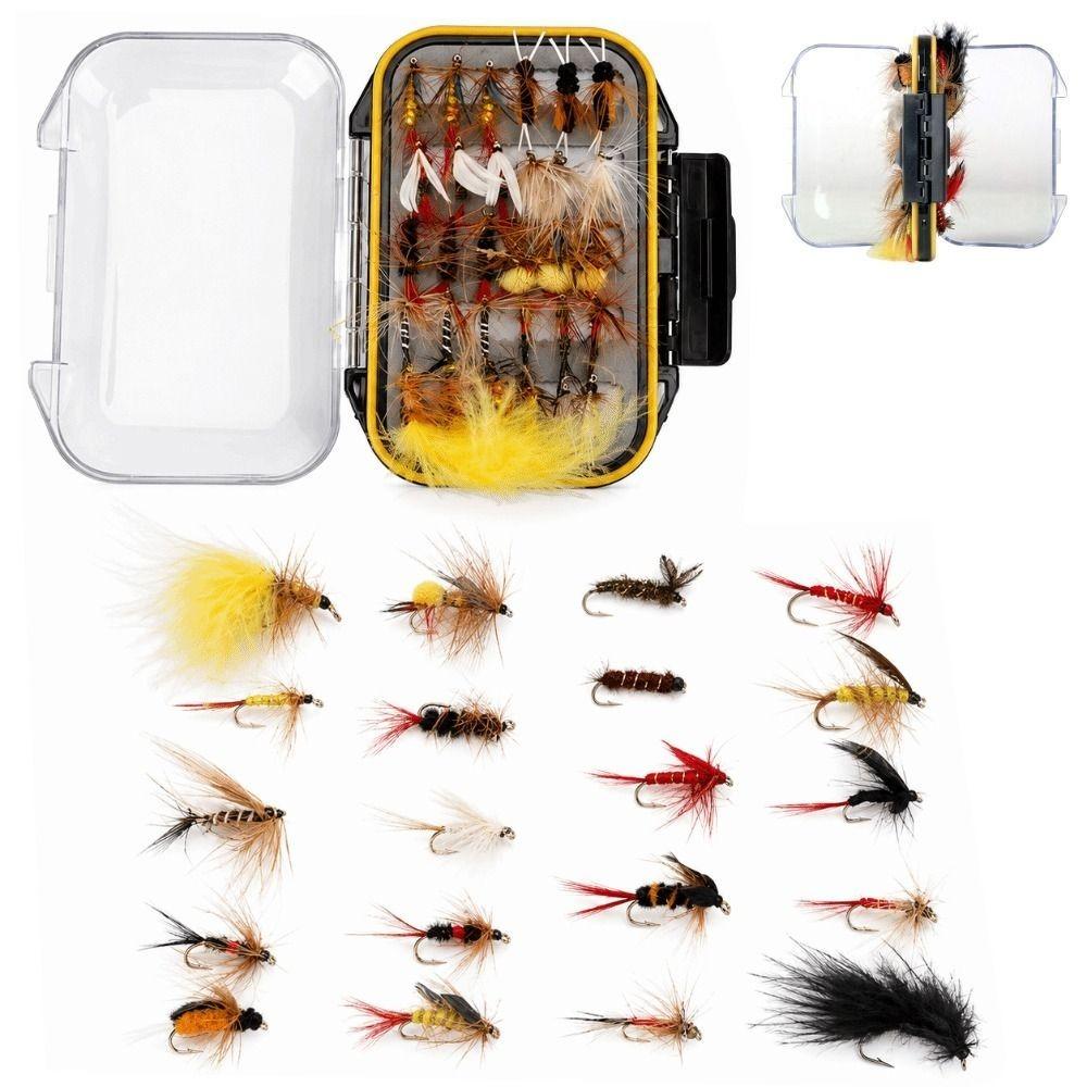 60PCS with High Carbon Steel Hook Fly Fishing Lures Colorful Fly Fishing Tackle  For Trout Bass