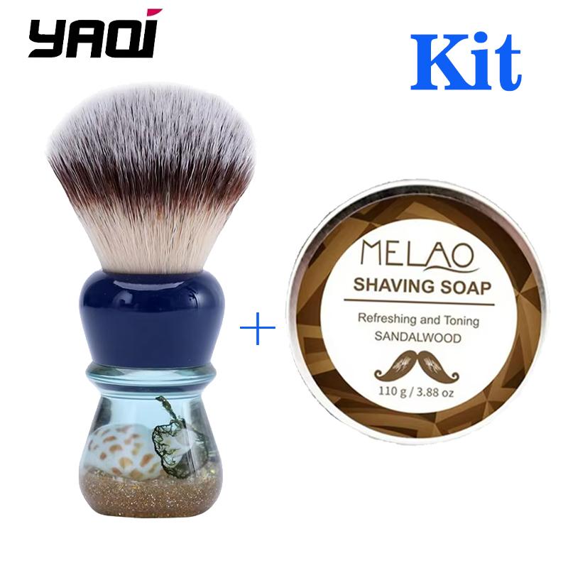 YAQI Atlantis 24mm Synthetic Hair Mens Shaving Brush and Shaving Soap Set