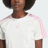 adidas Футболка Originals Baby Tea в полоску с круглым вырезом и коротким рукавом, облегающая, женская, белая IW5478