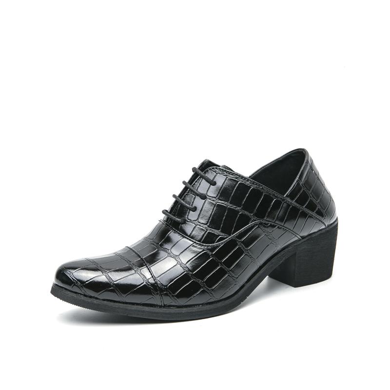 Мода 2025 Кожаные Туфли на Высоком Каблуке Мужские Клубные Туфли Классический Острый Носок Мужская Повседневная Обувь На Все Случаи Мужские Ботинки Мужские Ботинки для Ходьбы на Шнуровке