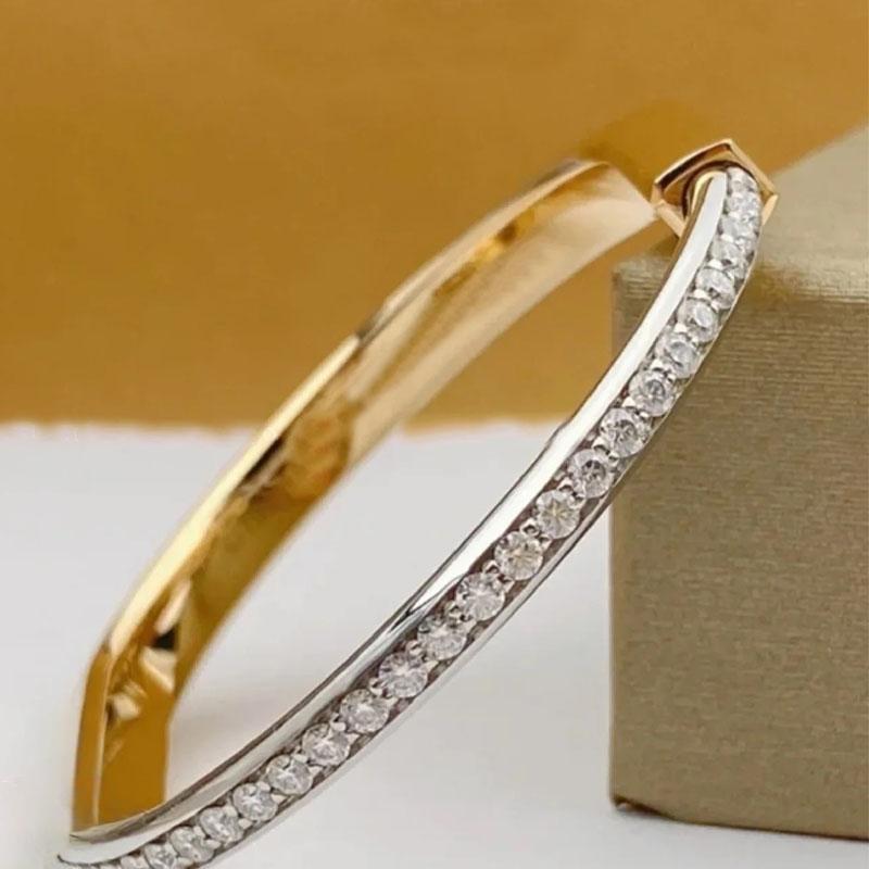 Новый классический женский браслет из серебра 925 пробы с геометрическим замком из циркония и розовым золотом в подарок на годовщину