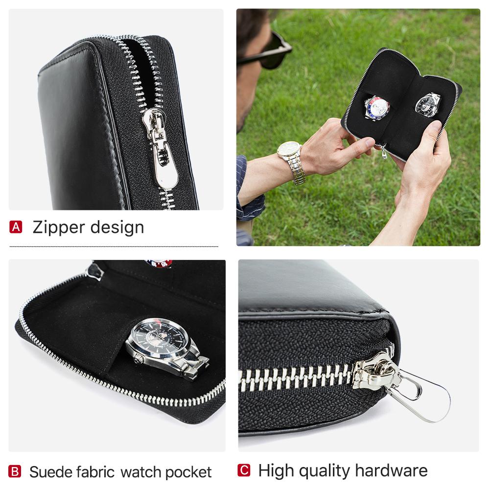 CONTACT'S FAMILY двойной чехол для часов, держатель для сумки, винтажная натуральная кожа на молнии, дорожные часы, дисплей, коробка для хранения, чехол-органайзер