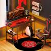 Reversible PC Desk with Power Outlets, Lights, Monitor Stand and Shelf, 120x50cm, Black
