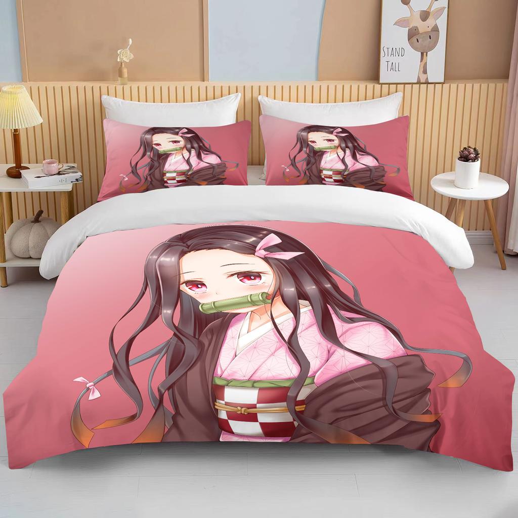 Nezo Kamado Bedding Collection Anime Demon Slayer Duvet Cover Comforter With Bed Linen Single Twin Full Queen Size 3D Kids Girl Boys Gift