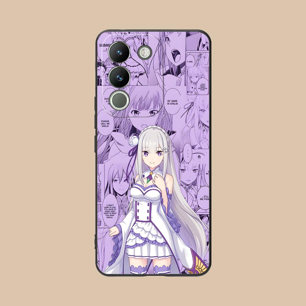 Чехол для мобильного телефона ReZero Emilia Waifu для VIVO V60 V50 V40 V30 V29 V27 V25 V23 Pro Lite 5G Цветной Печатный Чехол Красивый Роскошный