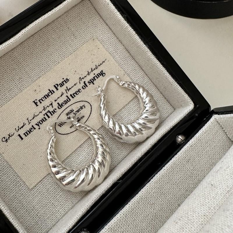 Серьги-клипсы из стерлингового серебра S925, нишевый дизайн, полые, в корейском стиле, ретро