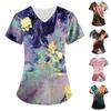 Женские топы с короткими рукавами и v-образным вырезом с принтом, рабочая форма, карманная блузка