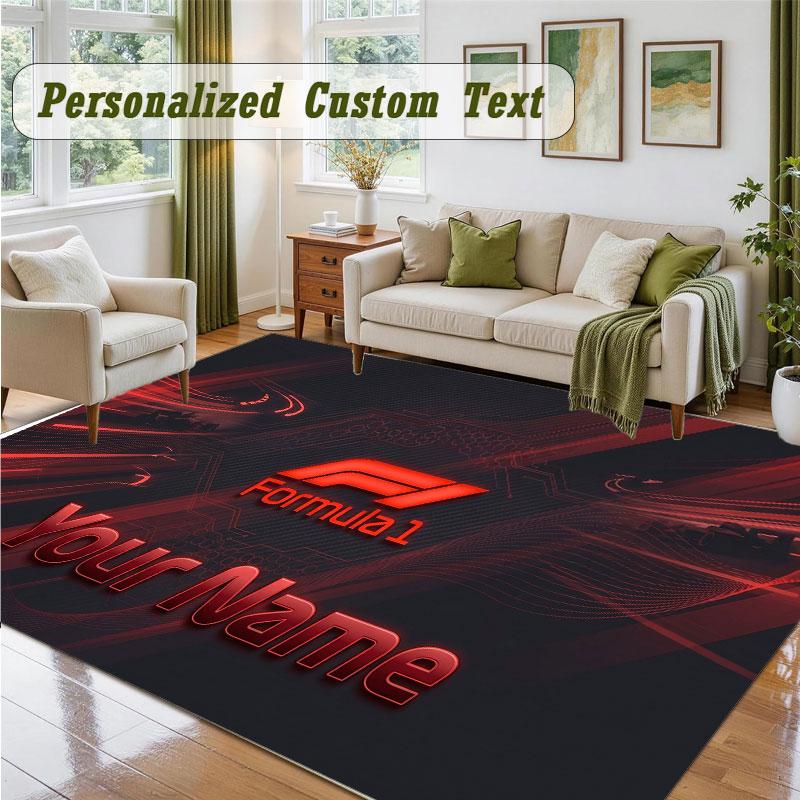 Crystal Velvet Square Rug Custom NameF1 Pattern Non Slip Home Floor Decor Rug