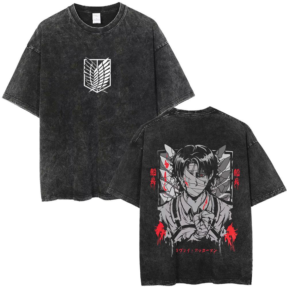 Washed Vintage Anime Attack on Titan Annie Leonhart Merch Tshirt Men Women Clothing Manga Harajuku Oversized T Shirt Streetwear