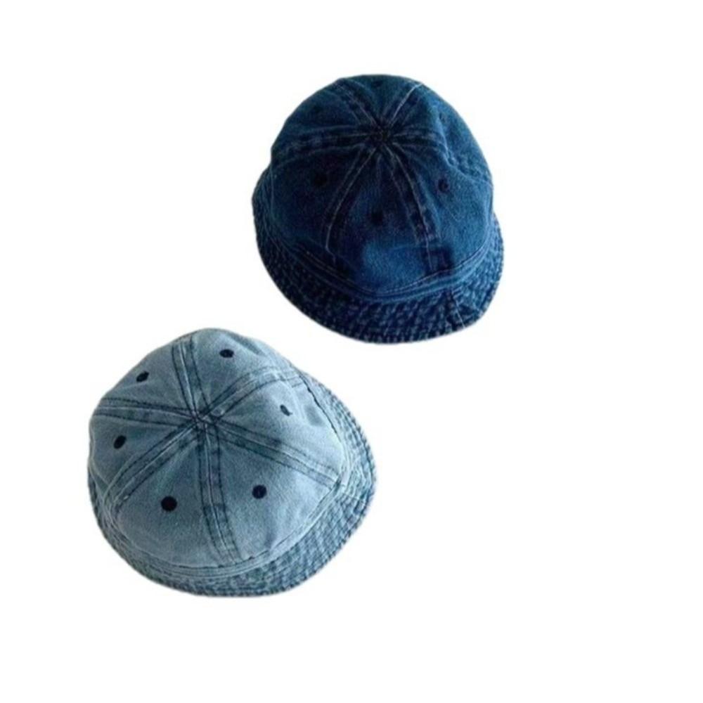 Cloth Baby Sun Hat Solid Color Children Fisherman Cap Cute Washed Denim Bucket Hat  Boys