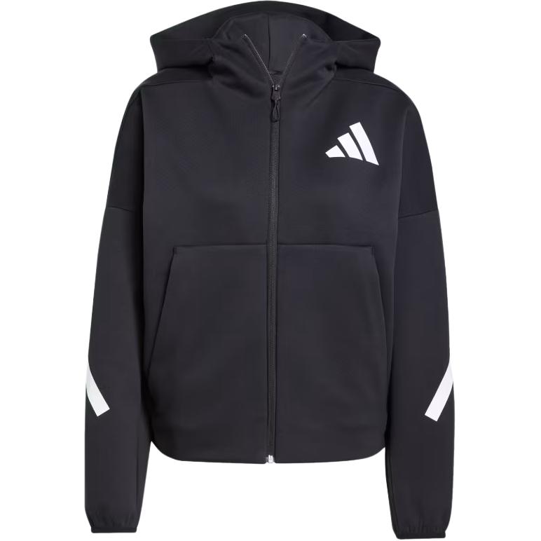 adidas Женское ЗНЕ. Черно-белая куртка с капюшоном на молнии JC5392