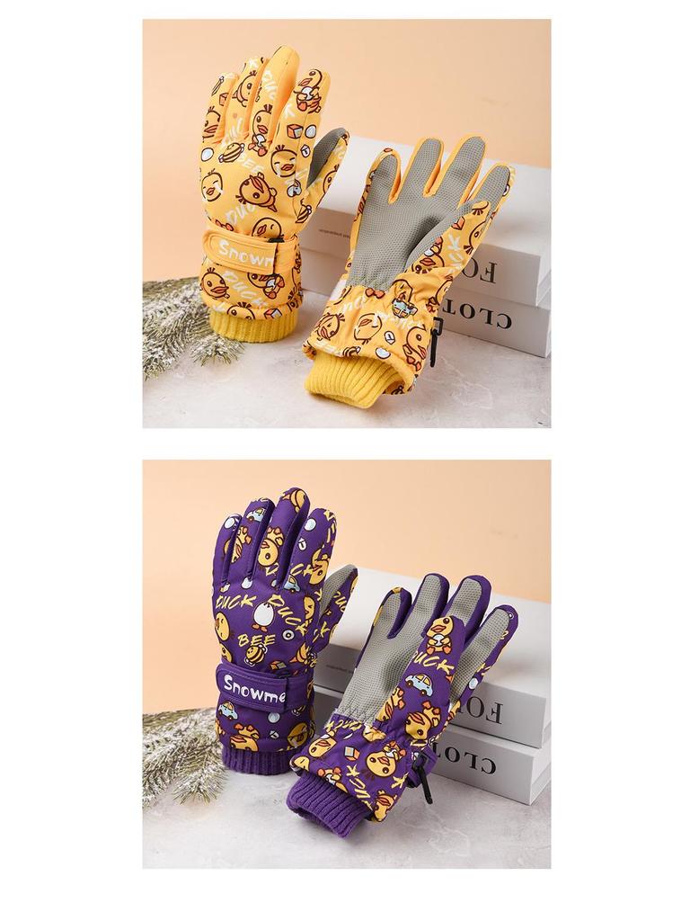 Детские водонепроницаемые лыжные перчатки - Теплые, ветрозащитные, нескользящие, на хлопковой подкладке из флиса для мальчиков и девочек