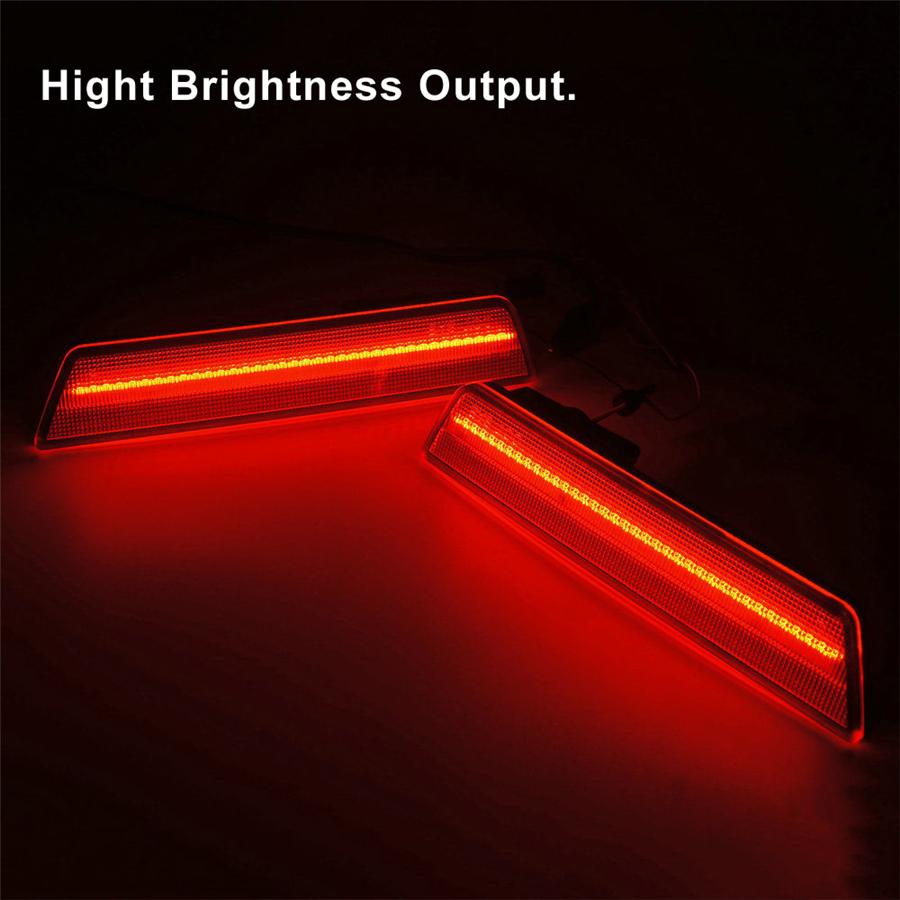 1Set Smoked Lens Rear Side Marker Lamps w/Red LED Lights Fit For 2015+ Ford Mustang