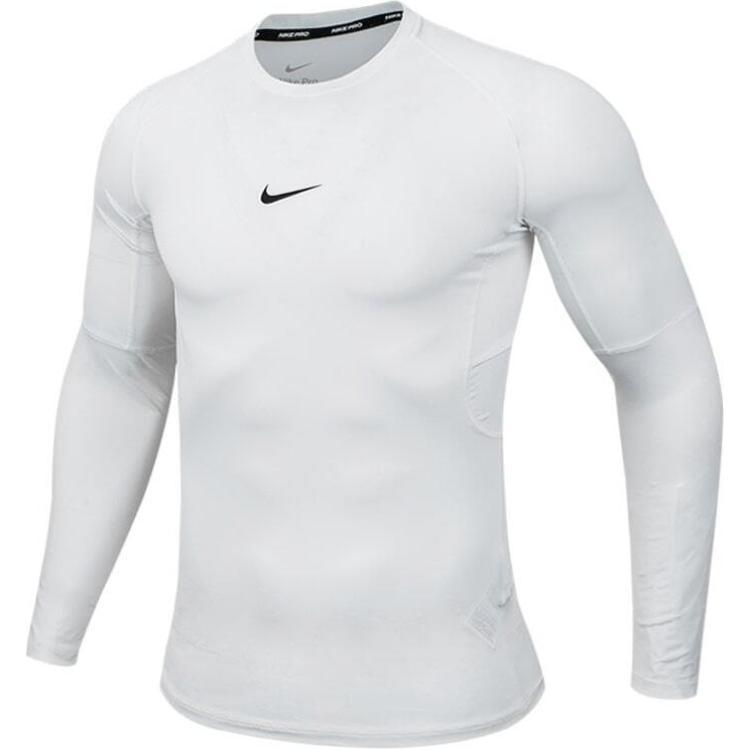 Nike Solid Color Crew Neck Fitted Long Sleeve T-Shirt Men Tops White FB7920-100