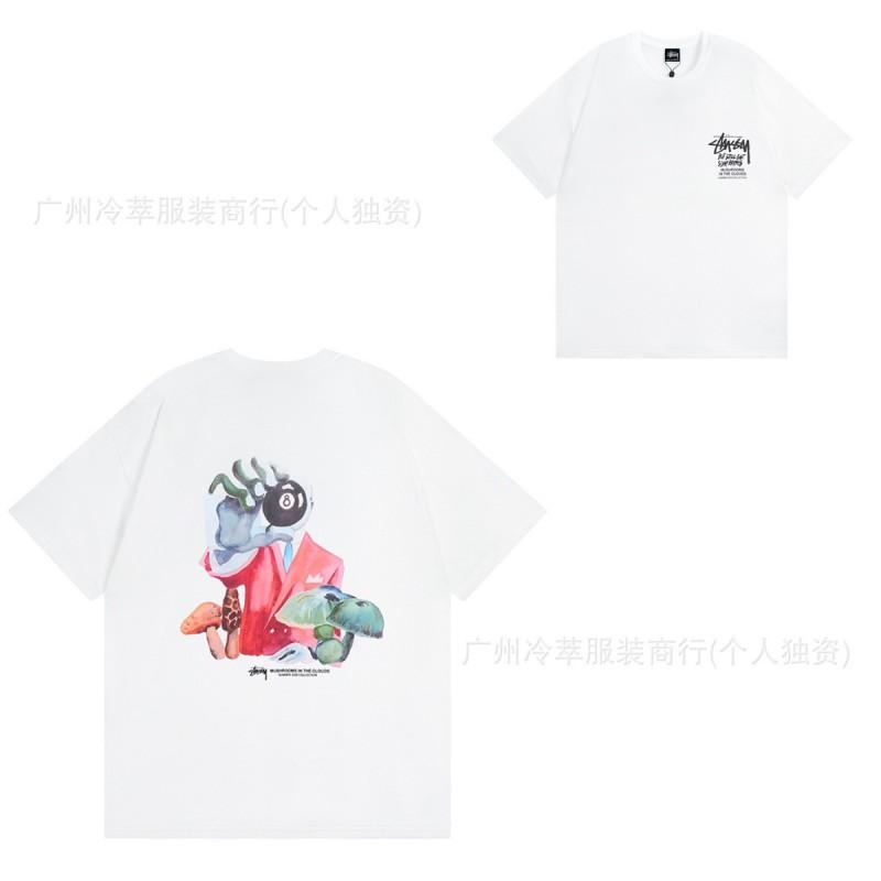 STU American Vintage Graphic T-Shirt Couples White Collection Short Sleeve Men Women Casual