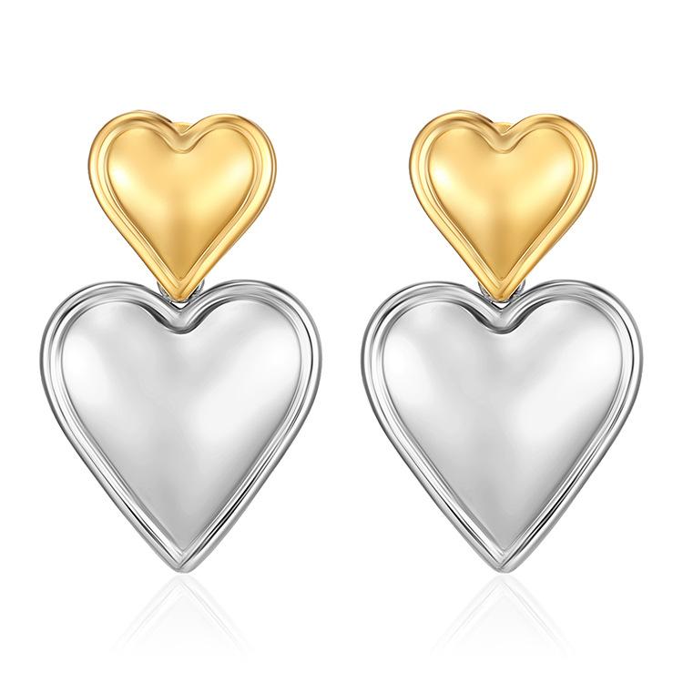 Серьги-подвески No Fading Love, женские, High Sense, нишевые, золотые и серебряные, ламинированные, титановые, стальные, двойные серьги-гвоздики