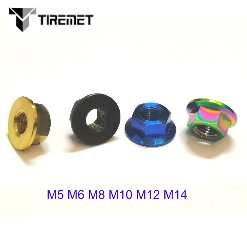 M5 M6 M8 M10 M12 M14 Titanium Flange Nuts Din6923 Ti6Al4V Alloy For Bicycle Bike Motorcycle Car Rear Axle Spacer Nut engine axis