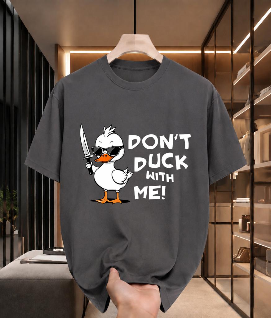 2026 New Arrival Pure Cotton Tshirt Funny Knife Duck Dont Duck With Me Pun Print Crew Neck Unisex Casual Short Sleeve