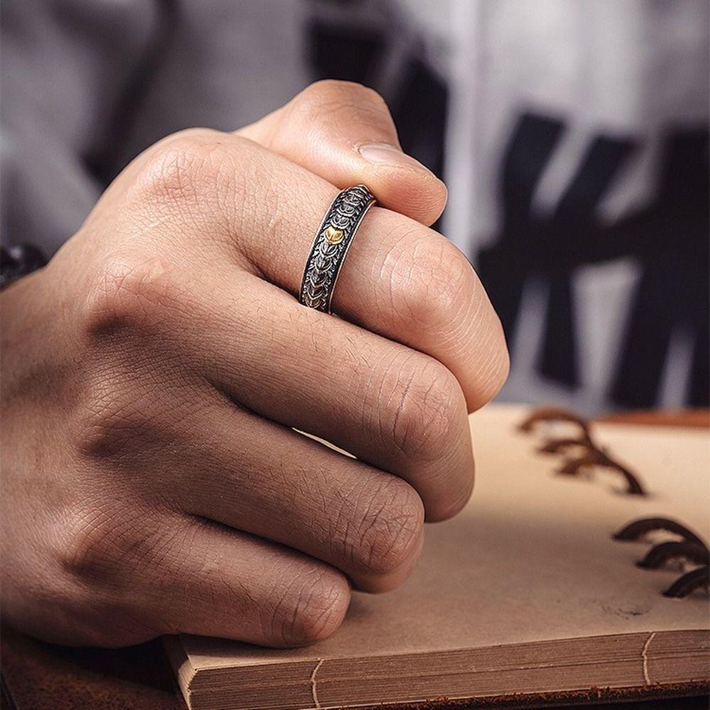 Уникальное регулируемое шикарное панк-серебристое ретро-кольцо из цинкового сплава с открывающимся кольцом в виде чешуи дракона, мужское ювелирное изделие