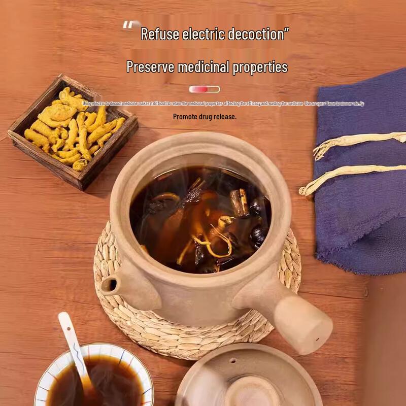 Traditional Unglazed Clay Pot for Herbal Medicine