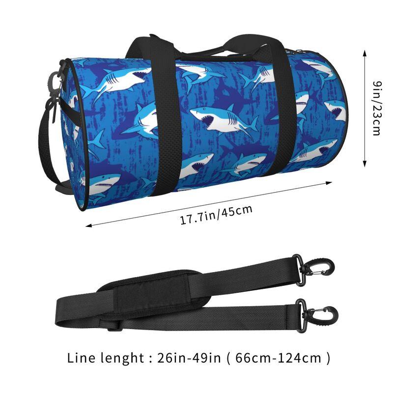 Cartoon Sharks Print Travel Duffel Bag Lightweight Sport Gym Yoga Bag Portable Waterproof Luggage Bags Gift for Women Men