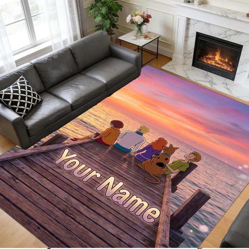Crystal Velvet Rug Custom Name Text, Soft Non Slip Floor Mat Home DecorScooby-Doo