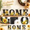 Деревянный набор настенного декора HOME, 4 штуки, дизайн подсолнуха, деревенский стиль фермерского дома, для помещений и улицы, подвесные знаки для сезонного праздника урожая